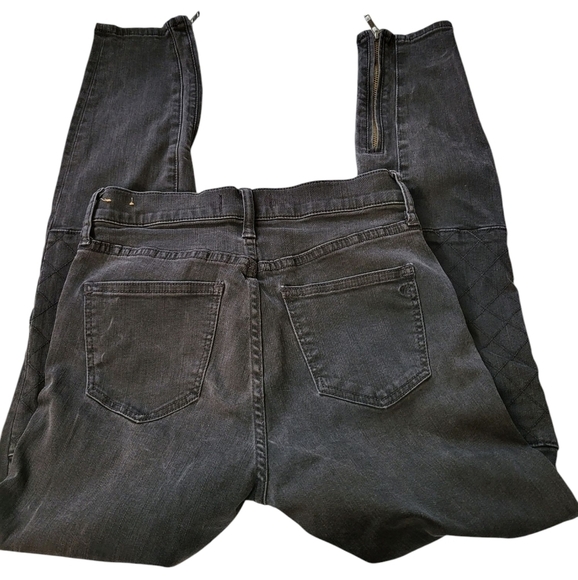 Madewell Women's Black Quilted. Zip Moto  High Rise 27 Jeans - Picture 4 of 16